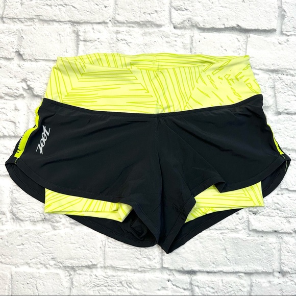 Zoot Sports 2 in 1 yellow black running shorts extra small - Picture 1 of 10